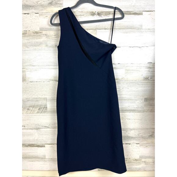 Antonio Melani Women’s 4 Blue Bloom One Shoulder Lined Sheath Midi Dress NWT - Picture 2 of 7